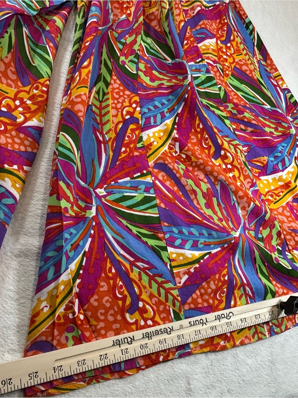 True Destinations Tropical Vibrant Super Wide Leg Palazzo Pants Resortwear Sz M - Picture 11 of 12